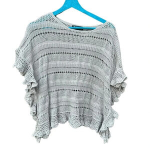 INC International Concepts Women Sweater Large Brown Poncho Open Knit